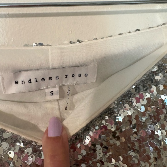 Endless Rose Silver Sequin high waisted flare pants. Size small - Picture 2 of 7